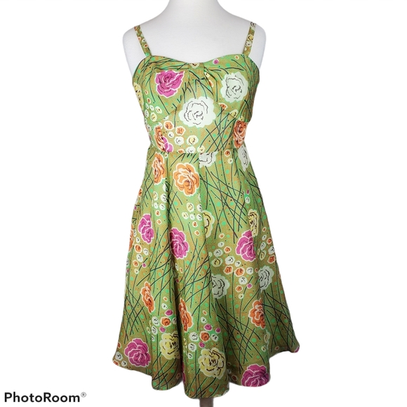 Anthro Girls From Savoy Floral Silk Dress - Picture 1 of 8